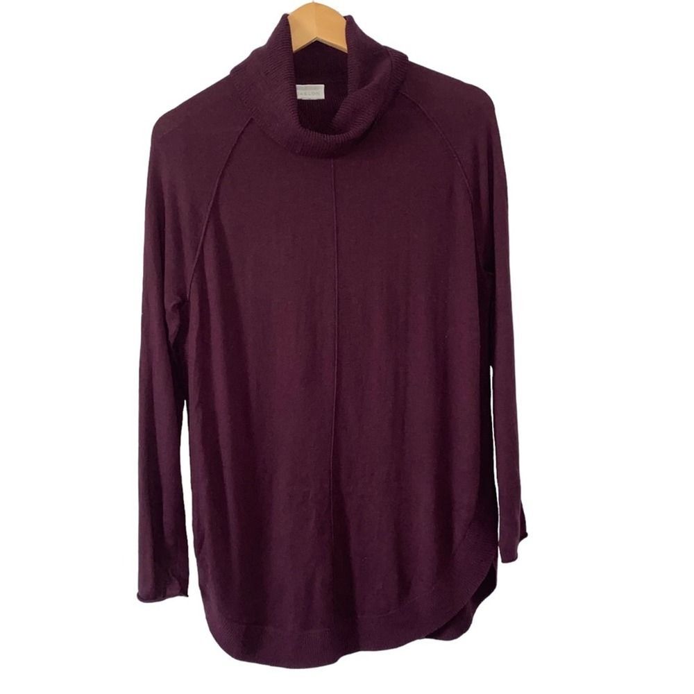 CASLON Women"s Turtleneck Sweater Wine Color Long Line Size XS !